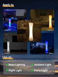 Amdelne RGB Állólámpa - Tyvek Anyagú Okos Lámpa Távirányítóval és App Vezérléssel, Zenére Szinkronizálható, Színváltós, Időzíthető, 18W, 180 6