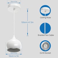 Linkind modern fehér függőlámpa szett, 2 db GU10 foglalattal, matt fém árnyékolóval 2