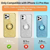 iPhone 11 Pro Max Arany Glitteres Gyűrűs Védőtok - Ütésálló és Csillogó 2