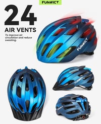 FUNWICT Könnyű Kerékpáros Bukósisak Állítható Mérettel L (57-61cm) - Levehető Napellenzős MTB Sisak 24 Szellőzőnyílással - Sötétkék 4