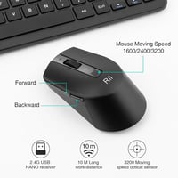 Rii Vezeték Nélküli Billentyűzet-Egér Szett, 2.4G Kompakt Billentyűzet Egérrel, Laptop, PC és Smart TV Kompatibilis, Német QWERTZ Kiosztás,  4