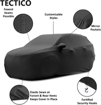 TECTICO Beltéri SUV Autótakaró - Elasztikus, Légáteresztő Porvédő Huzat Garázsba, Kiállításra - Puha, Rugalmas Fekete Anyag 3