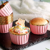 Spesh 50 db Rózsaszín-Arany Papír Sütőforma Muffin Kosárkák - Eldobható Süteményes Kapszlik Muffinhoz, Brownie-hoz és Cupcake-hez 6