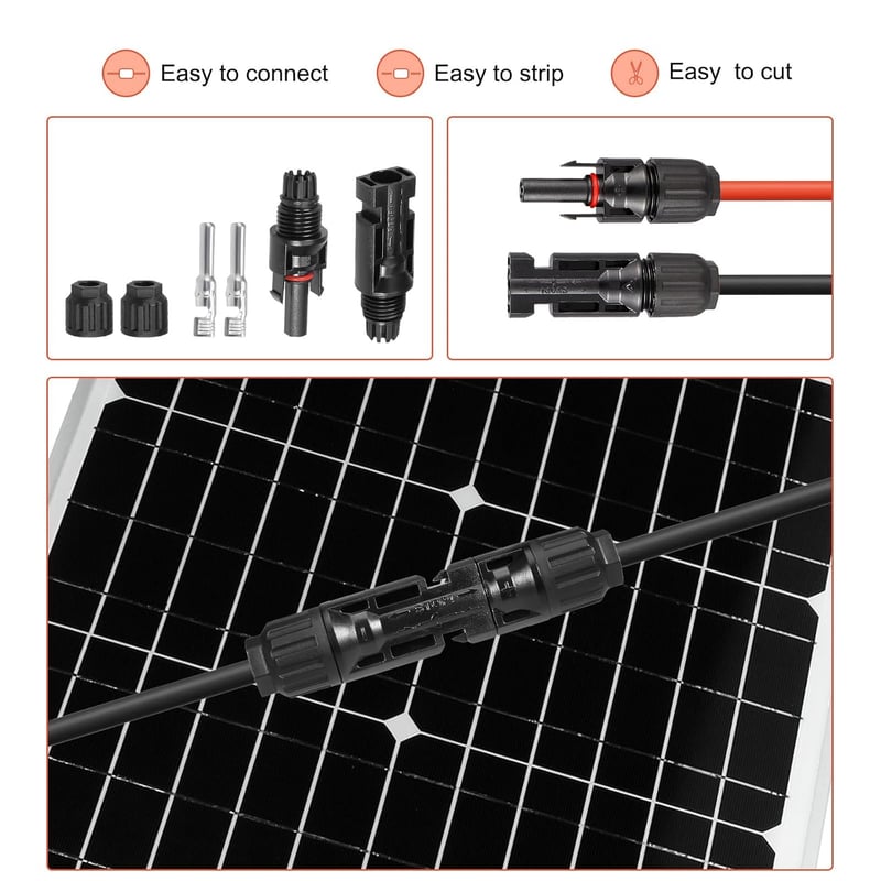 Sourcing Map 100m-es 6mm² Piros Napelem Kábel, 1500V PV Hosszabbító