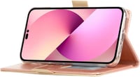 iPhone 14 Rózsaszín Csipkés Műbőr Pénztárcatok Masnis Kézszíjjal 5
