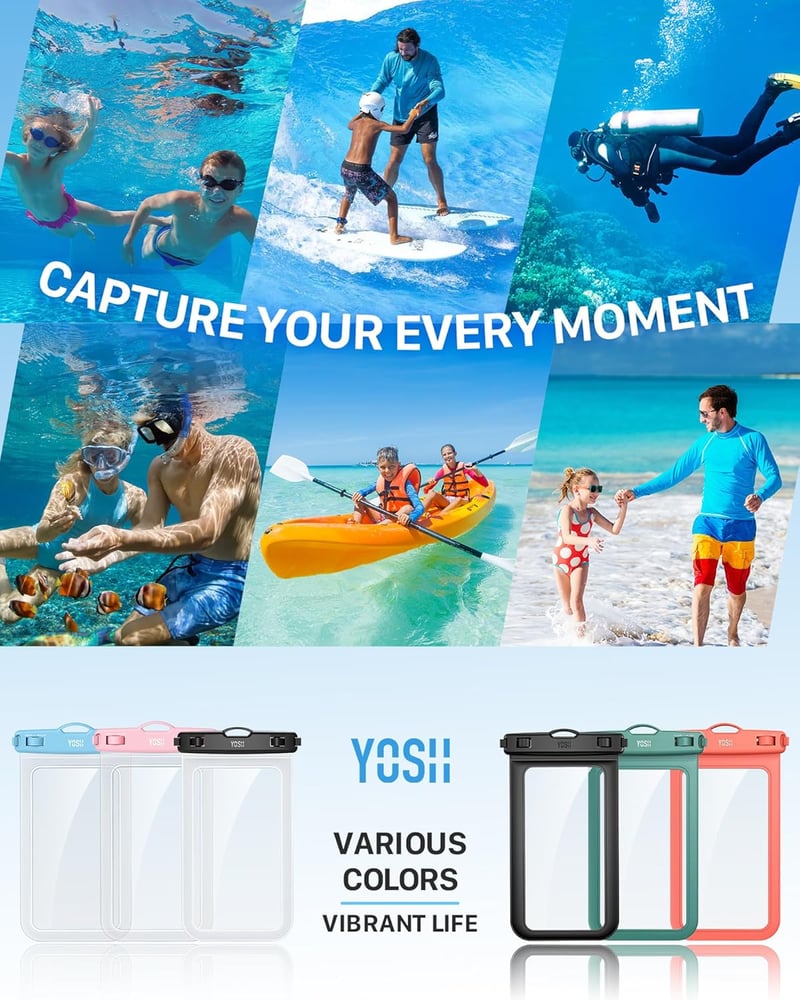 YOSH Vízálló Telefontok 6,8" - iPhone, Samsung, Xiaomi Kompatibilis (2db, Fekete)