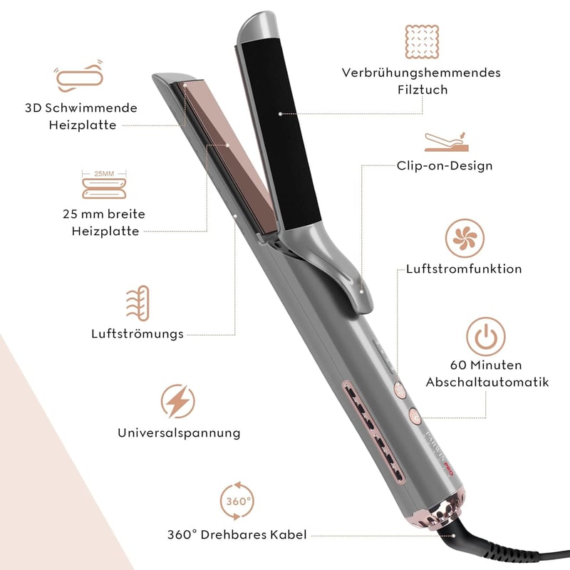 PARWIN PRO BEAUTY 2 az 1-ben hajformázó, 360°-os légáramlással, göndör és egyenes hajhoz