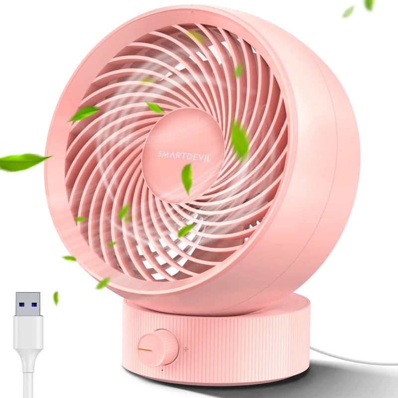 SmartDevil USB Asztali Ventilátor - Kompakt, Hordozható Mini Ventilátor 20° Fokozatmentes Sebesség Szabályozással, Csendes Működés, Irodába,