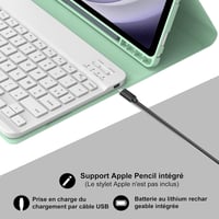 FARYODI Francia AZERTY Billentyűzetes Tok Samsung Galaxy Tab A9+ 11" 2023 Tablethez, Védőtok Tollartóval, SM-X210/X216/X218 Modellekhez, Vil 5
