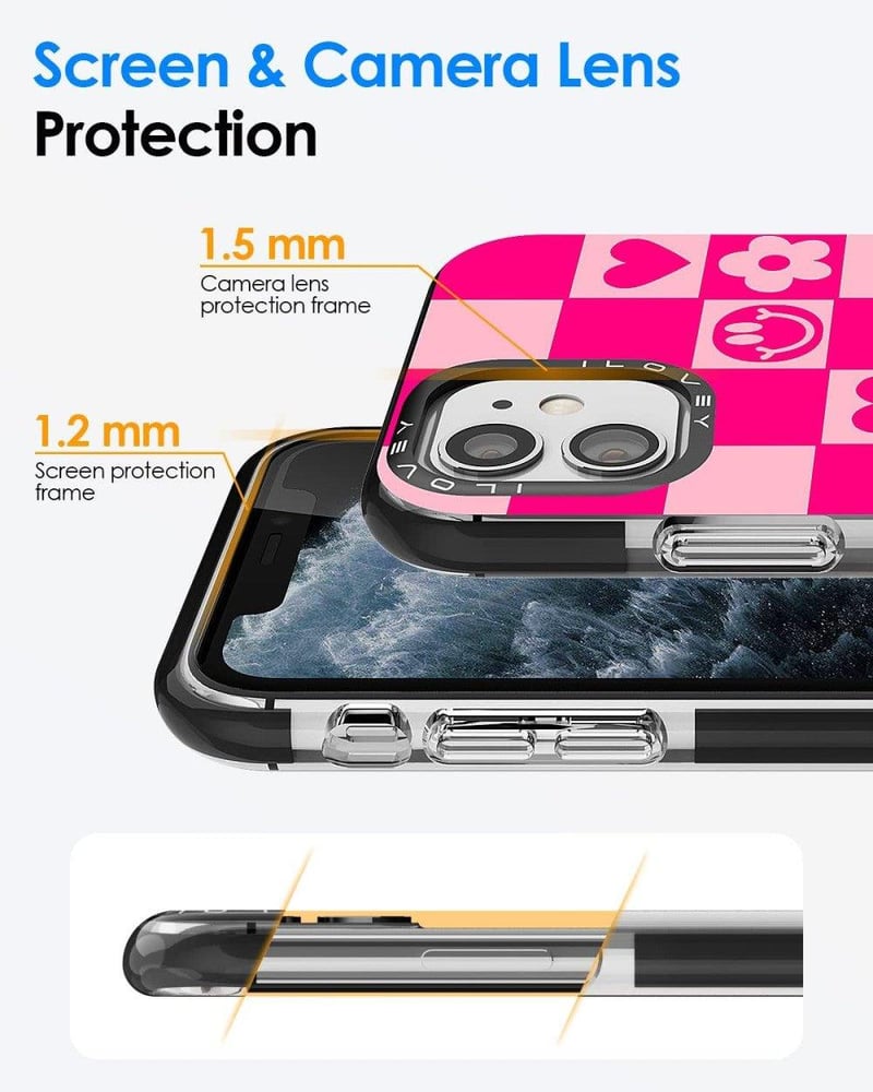 iPhone 11 Rózsaszín Szilikon Tok Virágos-Szívecskés Mintával Lányoknak