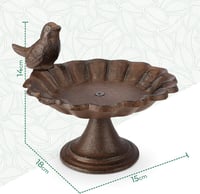 WILDLIFE FRIEND Álló Madáritató Kertbe és Erkélyre - Fagyálló Öntöttvas Víztál Madaraknak, Méheknek, Rovaroknak, Barna Színben 4