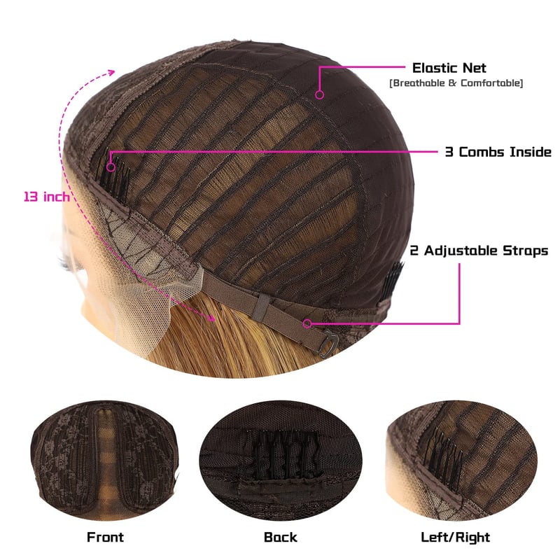 Sapphirewigs Hosszú Egyenes Barna Paróka Nőknek - 60cm, Hőálló Szintetikus