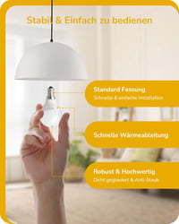 EDISHINE E14 LED Izzó, 6 db Meleg Fehér Fényerőszabályozható, 420LM, 4.8W (40W Helyett), 2700K, Energiatakarékos Csepp Alakú Lámpa Beltéri H 6