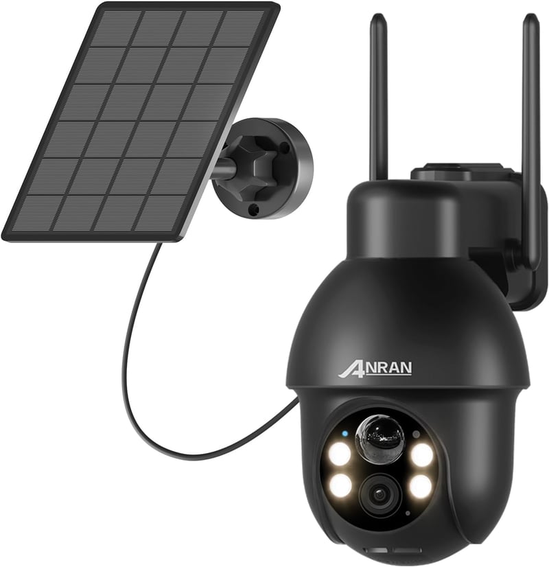 ANRAN Q3 Pro 2K HD Kültéri WiFi Biztonsági Kamera - Napelemes, Vezeték Nélküli, Spotlámpával, AI Mozgásérzékelővel, Alexa Kompatibilis, Szín