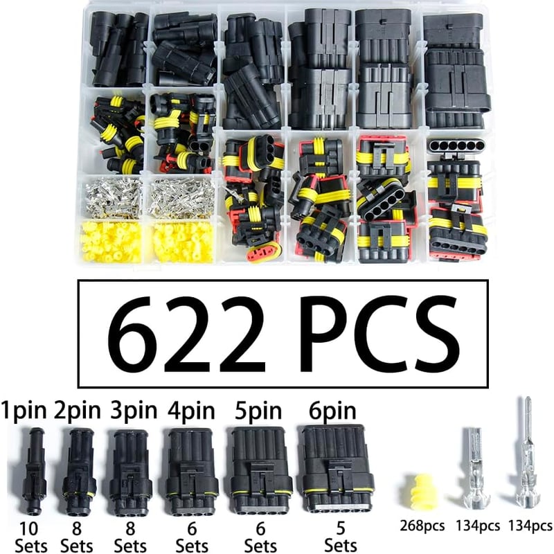 shengbowi Vízálló Elektromos Gyorscsatlakozó Készlet 2-6 Pin - 16-20AWG Autó, Hajó, Motor Vezetékekhez - Többféle Méretű Csatlakozó Szett