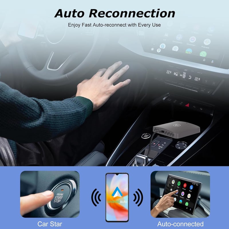 NHOPEEW vezeték nélküli Android Auto adapter - gyári autókhoz, egyszerű használat