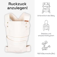 Marsupi Ergonomikus Baba Hordozó Kendő - Klasszikus Törtfehér/Bézs Színben, Kényelmes Vászon Anyagból, 420g, Újszülötteknek és Kisgyermekeknek 2