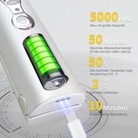 ADOBIRD Vezeték Nélküli Hajvasaló és Hajgöndörítő 2in1 - 5000 mAh Akkumulátor, Titán Lapok, 3 Hőfokozat, Gyors Felfűtés, Utazáshoz, Fehér 4