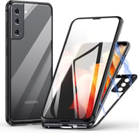 Samsung Galaxy S21 5G mágneses tok - 360°-os védelem, edzett üveg, alumínium keret (fekete) 1