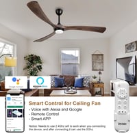 Ovlaim 183cm-es Fa Mennyezeti Ventilátor LED Világítással - Okos WiFi Vezérlés, Távirányító, 6 Sebesség, Tölgy-Fekete, DC Motor, Kültéri-Bel 5
