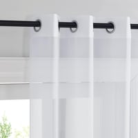 PONY DANCE Fehér Fényáteresztő Függöny Szett 2 db - 140x220 cm Voile Sötétítő Függöny Nappali Hálószoba Gyerekszoba Fém Karikás 3