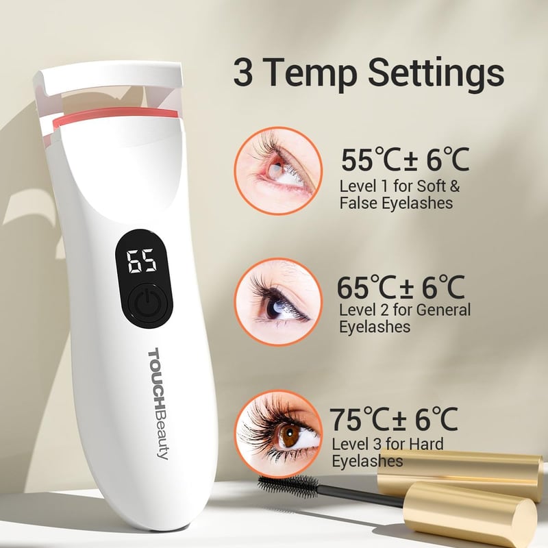 TOUCHBeauty LED-es elektromos szempillagöndörítő, 3 hőfokozattal, gyors felfűtéssel