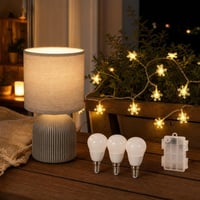Večernji ugođaj paket: 3x E14 LED žarulja + stolna lampa sjenilo + 6m svjetlosni niz pahuljice 1