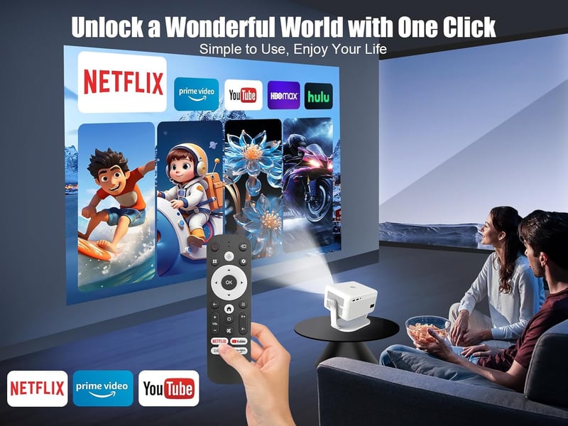 Alwtniet L018 NTV Android 13 Projektor 4K Netflix Támogatással, 400 ANSI Fényerő, WiFi, Bluetooth, Autofókusz, Hordozható Házimozi Vetítő Ha