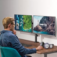 WALI Kettős Monitortartó Állvány - Állítható, 27"-ig, 10kg Teherbírás, 360° Forgatható, Dönthető, Asztali Rögzítés, Fekete (WL-M002) 8
