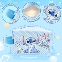 Ubephant Lilo și Stitch – Trusă de cosmetice față-verso albastră, cu model desen animat, geantă mare de machiaj, din material textil tip canvas. 4