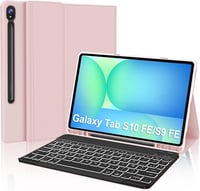 JADEMALL Samsung Galaxy Tab S9 FE 10.9"/S9 11" Rózsaszín Háttérvilágítású AZERTY Bluetooth Billentyűzetes Tok - Leválasztható, Mágneses, TPU 1