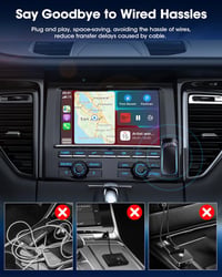 Jansite 2-in-1 Vezeték Nélküli CarPlay és Android Autó Adapter, 5GHz WiFi, USB-C, RGB, Gyors Átvitel, iPhone és Android Kompatibilis 4