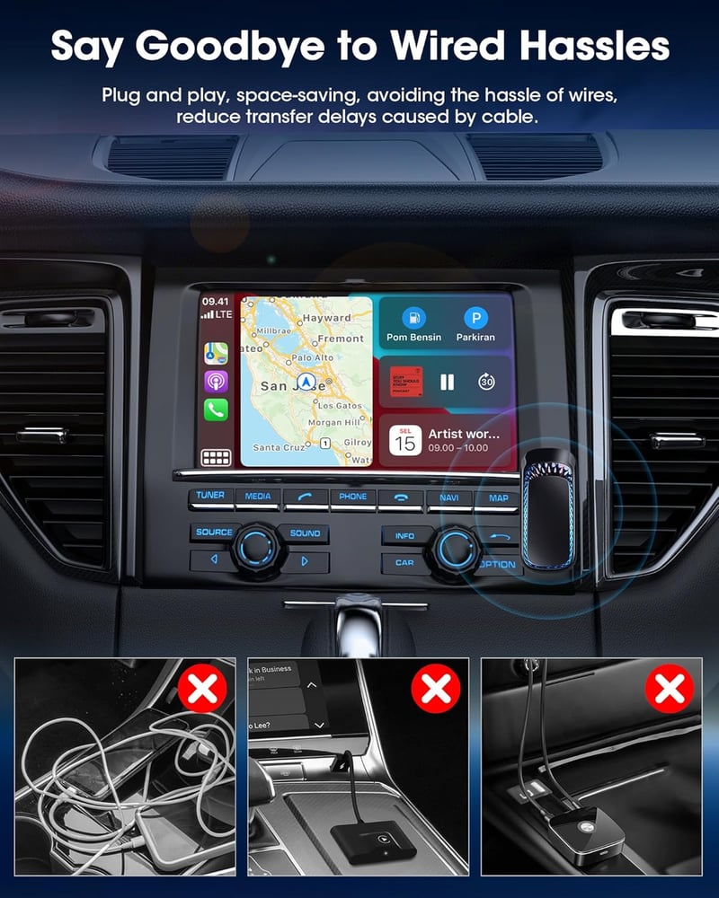 Jansite 2-in-1 Vezeték Nélküli CarPlay és Android Autó Adapter, 5GHz WiFi, USB-C, RGB, Gyors Átvitel, iPhone és Android Kompatibilis