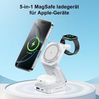AC ISLAND 5 az 1-ben MagSafe Töltőállomás iPhone és Apple Watch Készülékekhez - Összecsukható Vezeték Nélküli Utazó Töltő USB-C/USB-A Portok 2