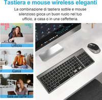 Olasz QWERTY vezeték nélküli billentyűzet és egér szett, ergonomikus, Windows/PC/Laptop 6