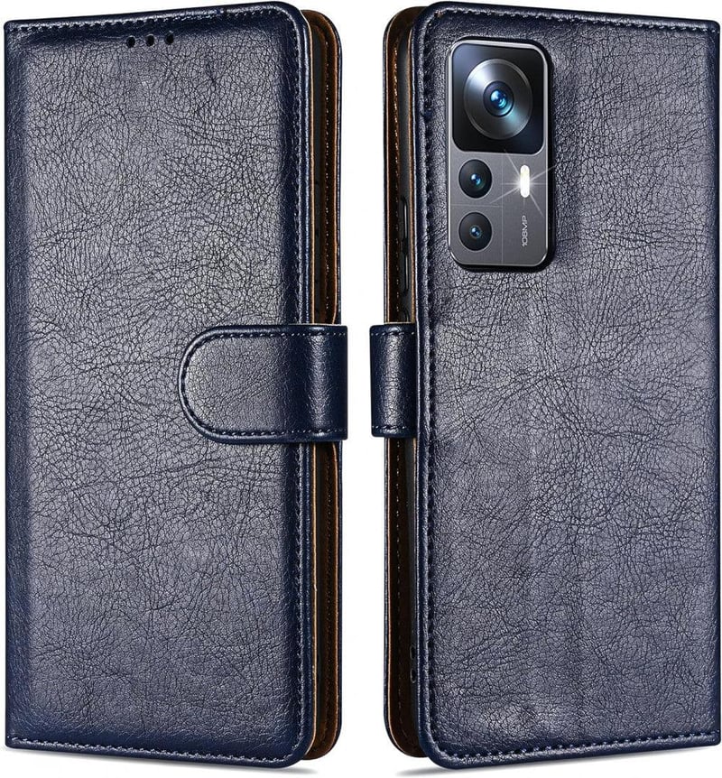 Xiaomi 12T/Pro Mágneses Bőr Flip Tok Kártyatartóval, Indigó