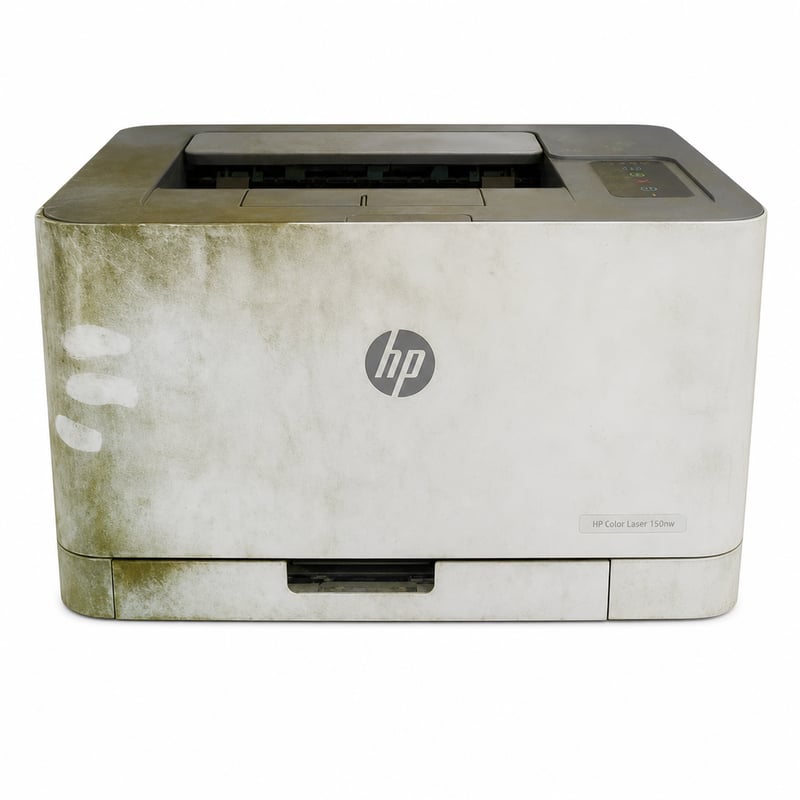 HP Color Laser 150nw laserski printer u boji A4 Wi-Fi LAN USB bijelo-sivi — neispravan, za dijelove: uređaj je zadimio (stanje: vidi 2. sliku)