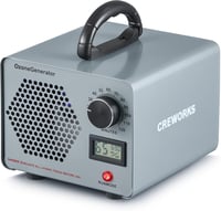 CREWORKS Ózongenerátor 25000 mg/h - Szagtalanító Készülék 300 m² Területre, 120 Perces Időzítővel, Hőmérséklet és Páratartalom Kijelzővel 1