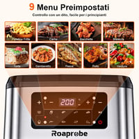Roaprobe 7,5L-es Légkeveréses Sütő 9 Programmal - 1800W Olajmentes Fritőz Receptekkel 2