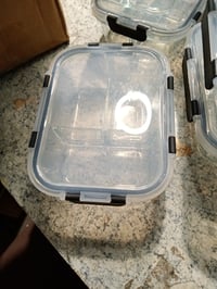 Liliume staklena posuda za hranu s poklopcem, spremnik za pripremu obroka s 3 odjeljka, 1040 ml, set od 5 komada, za doziranje i pripremu hrane 3