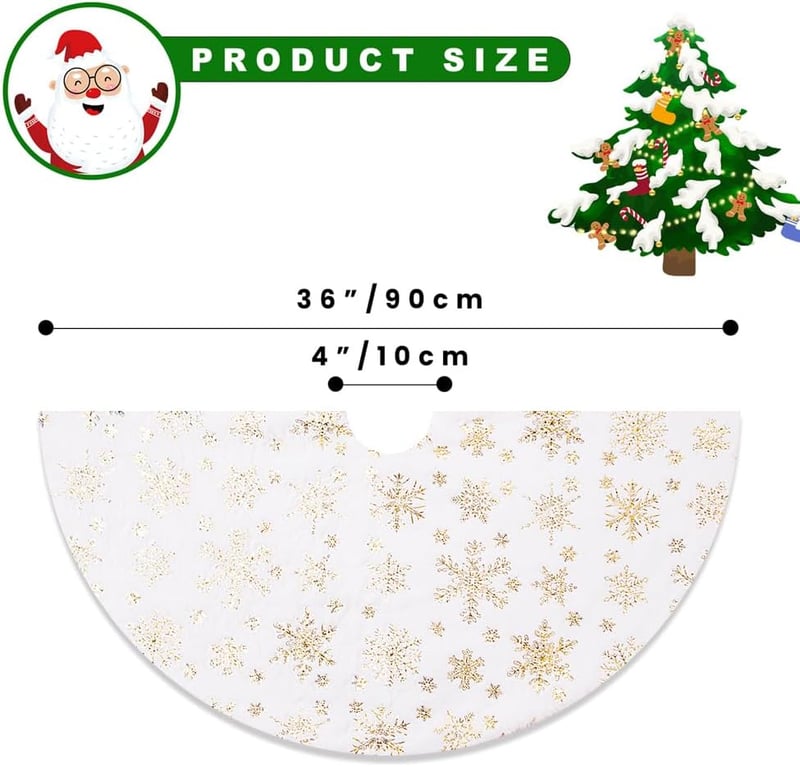 Lanpn 90 cm-es arany hópelyhes műszőrme karácsonyfa szoknya