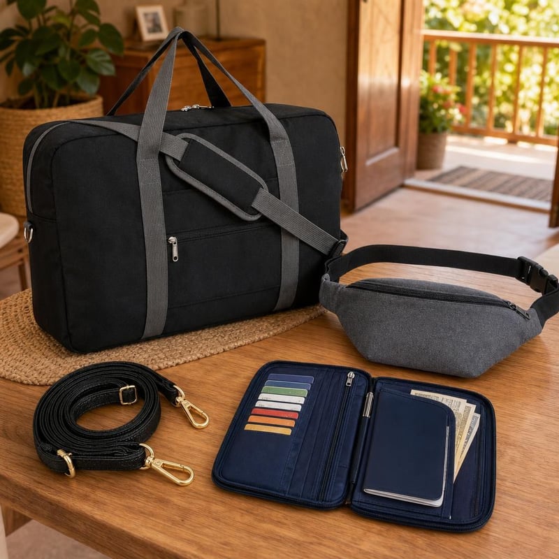 Mestský turistický set: 1x popruh + 1x ľadvinka + 1x 30L taška + 8-dielny RFID set