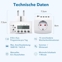 HBN Digitális Időzítő Készlet 2db - Heti Programozható Időkapcsoló 8 Kapcsolási Programmal, Véletlenszerű Funkcióval, 16A/3680W, Beltéri Has 3