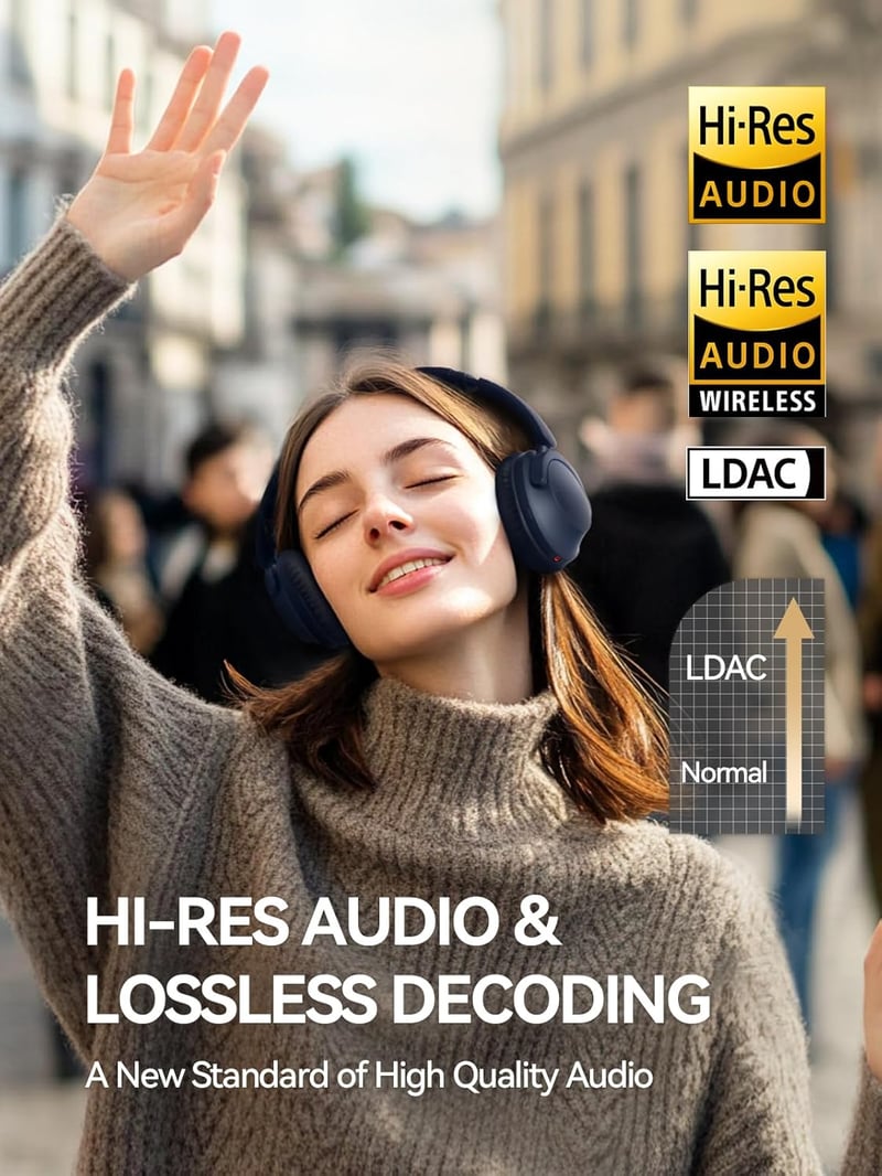 1MORE SonoFlow Pro Vezeték Nélküli Fejhallgató - LDAC Hi-Res Hangzás, Aktív Zajszűrés, 100 Órás Üzemidő, Gyorstöltés, Bluetooth 5.4, Kék