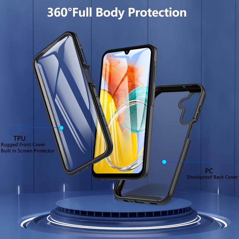 Samsung Galaxy A15 5G/4G 360 fokos védőtok beépített kijelzővédővel - Fekete