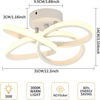 KUKAK 36W LED Mennyezeti Lámpa - Kerek Fehér Modern Minimál Dizájn, 3000K Meleg Fény, 3900lm, Fürdőszobába, Konyhába, Hálóba, Előszobába 4