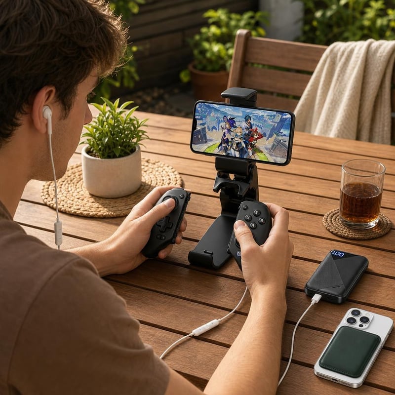 Gamer paket: držač + gamepad + 10000mAh powerbank + MagSafe novčanik + 2x USB-C slušalice