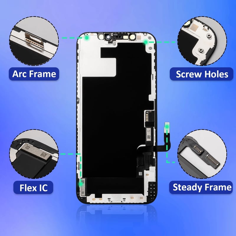 Brinonac iPhone 12/12 Pro Kijelző Cserecsomag, 6.1" Full HD LCD Érintőképernyő, Szerelőkészlettel és Edzett Üveg Védőfóliával