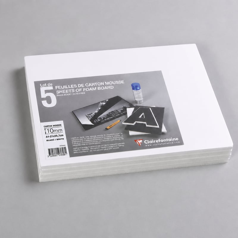 Clairefontaine 193658C Carton spumă A4 21x29,7 cm 10 mm Alb pachet de 5 coli – 4 buc. în stare intactă (1 deteriorată)