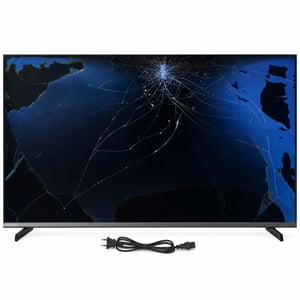 Televizor Smart CHiQ L43QST, 43 inchi (108 cm), QLED, FHD, Google TV, HDR10, Dolby — defect, pentru piese: ecran spart (stare: vezi a 2-a imagine)